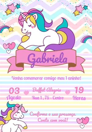 独角兽生日邀请函 – 静态 – Convites e Artes Digitais