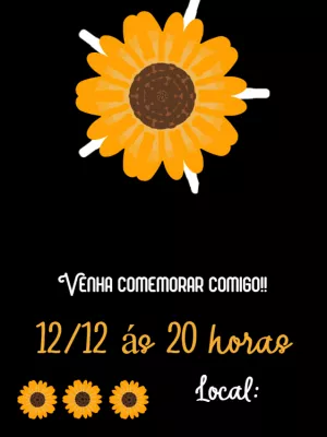 Convite de Aniversário Girassol para Editar e Imprimir