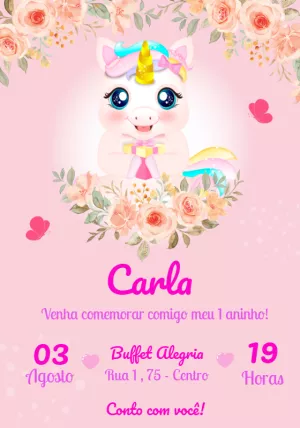 独角兽生日邀请函 – 静态 – Convites e Artes Digitais