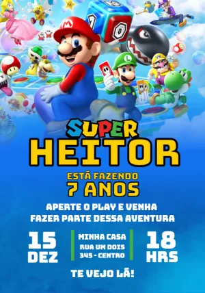 Invito di compleanno Super Mario – Statico – Jotta