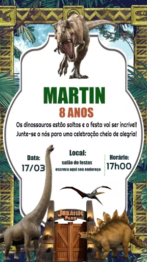 Invitación de cumpleaños Dinosaurio – Estático – Laiane