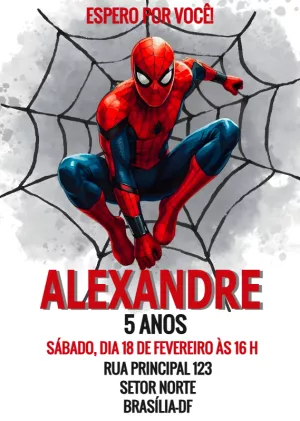Convite de Aniversário Homem Aranha para Editar e Imprimir
