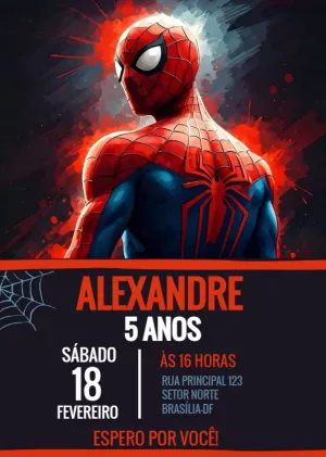Convite Aniversário Homem Aranha para Editar Online
