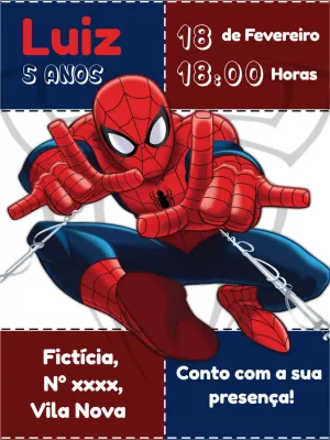 Convite de Aniversário Homem Aranha para Editar Online