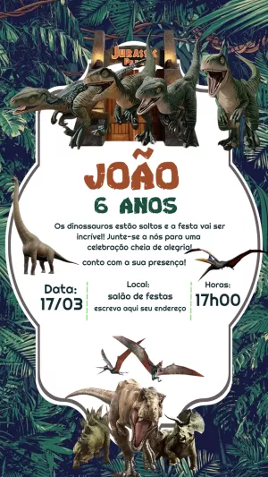 Invitación de cumpleaños Dinosaurio – Estático – Laiane