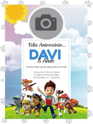Invito di compleanno Paw Patrol – Statico – Wolf Designer