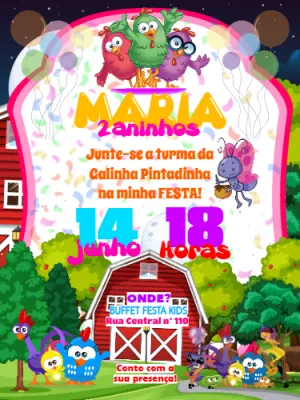 Galinha Pintadinha生日邀请函 – 静态 – Marussa Vulcão