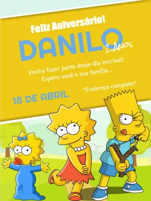 Convite de Aniversário Os Simpsons para Editar Online