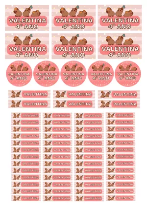 Kit Etiqueta Escolar Capivara Fofa para Editar e Imprimir