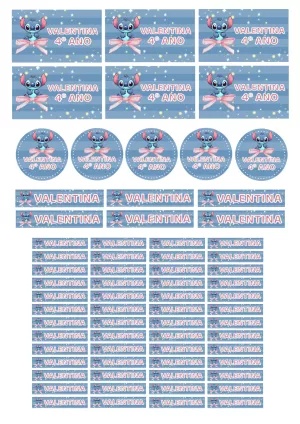 Etiqueta Escolar do Stitch para Editar e Imprimir Online
