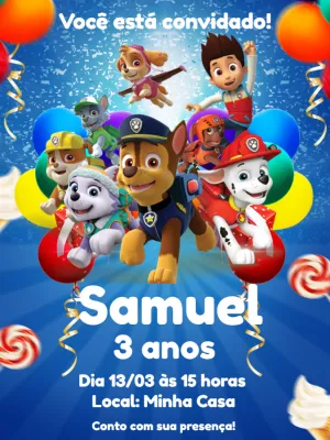 Invito di compleanno Paw Patrol – Statico – Jonathan Fiuza