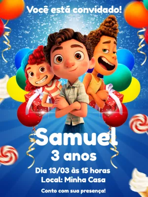 Convite de Aniversário Luca Disney para Editar e Imprimir