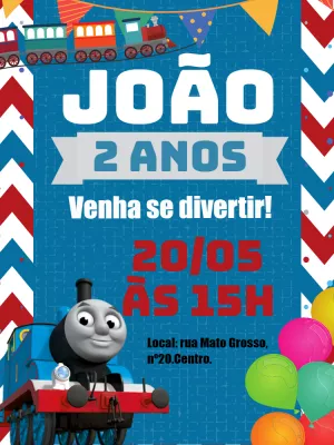 Convite de Aniversário Trem Thomas e Seus Amigos para Editar