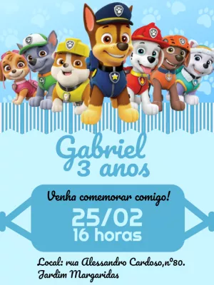 Invito di compleanno Paw Patrol – Statico – Bella Liz Convites