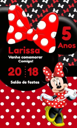 Convite Aniversário Minnie Vermelha para Editar Online