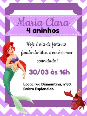 Invitación de cumpleaños La Sirenita – Estático – Gley Leobas