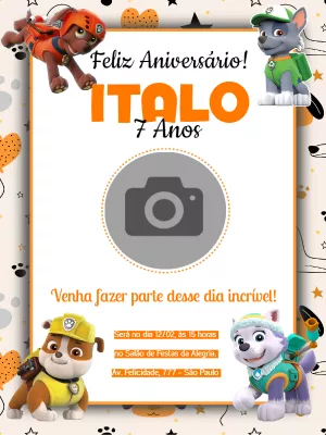 Invito di compleanno Paw Patrol – Statico – Wolf Designer