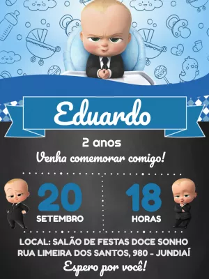 Convite de Aniversário Poderoso Chefinho Editável Online