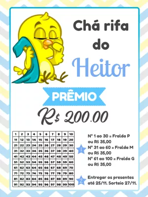 Chá Rifa Pintinho Amarelinho Editável para Imprimir
