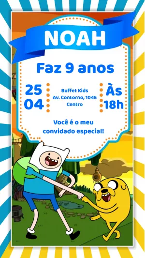 Convite de Aniversário Hora de Aventura para Editar Online