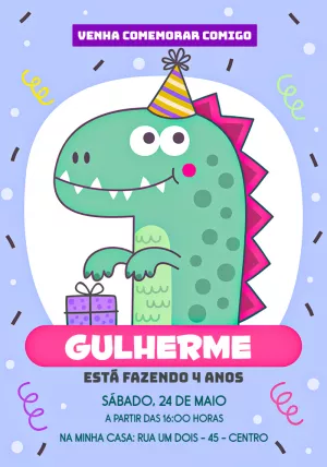 Invitación de cumpleaños Dinosaurio – Estático – Jotta