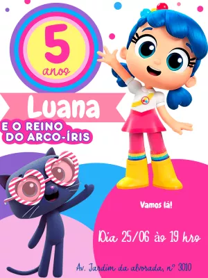 Convite Aniversário Vera e o Reino do Arco-Íris para Editar