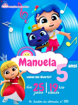 Convite Aniversário Vera e o Reino do Arco-Íris para Editar
