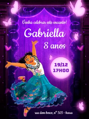 Convite de Aniversário Encanto Editável com Personagem
