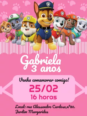 Invito di compleanno Paw Patrol – Statico – Bella Liz Convites