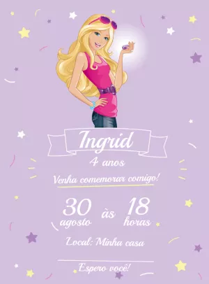 Invitación de cumpleaños Barbie – Estático – Decore Arte
