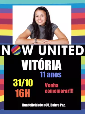 Convite Aniversário Now United com Foto para Editar Online