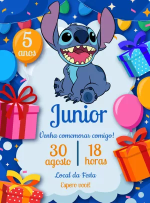 Invitación de cumpleaños Stitch – Estático – Decore Arte
