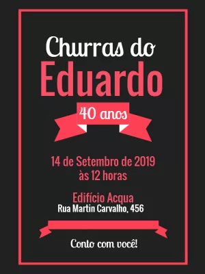 Convite de Aniversário Churrasco Moderno para Editar Online