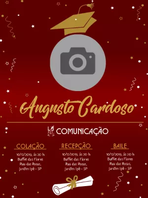 Convite de Formatura Comunicação com Foto para Editar Online
