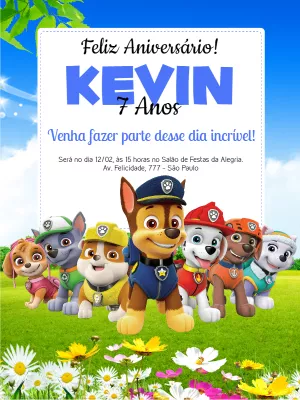 Invito di compleanno Paw Patrol – Statico – Wolf Designer