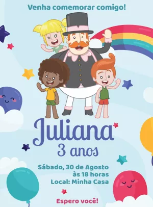 Convite de Aniversário Mundo Bita com Personagens para Editar