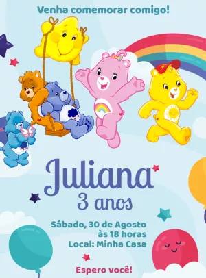 Convite Aniversário Ursinhos Carinhosos para Editar Online
