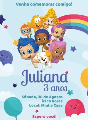 Convite de Aniversário Bubble Guppies para Editar Online