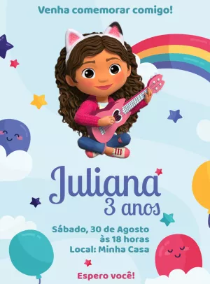 Convite de Aniversário Casa Mágica da Gabby para Editar Online