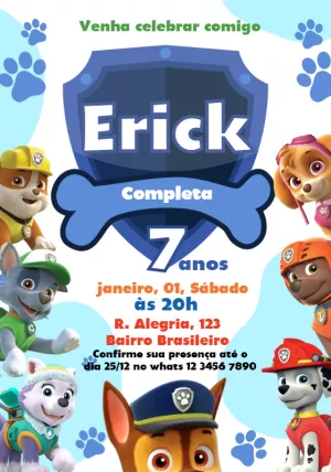 Invito di compleanno Paw Patrol – Statico – Osvaldo