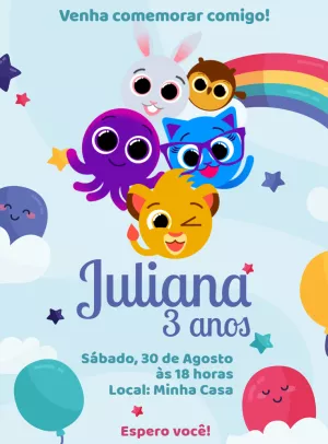 Invitación de cumpleaños Bolofofos – Estático – Decore Arte
