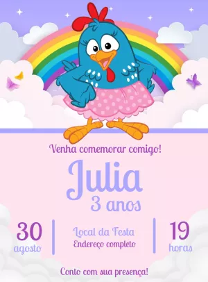 Convite de Aniversário Galinha Pintadinha para Editar Online