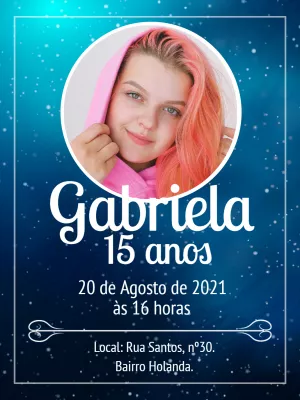 Convite de Aniversário Galáxia com Foto para Editar Online