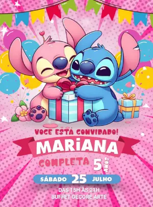 Invitación de cumpleaños Stitch – Estático – Decore Arte
