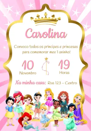 Invito di compleanno Principesse – Statico – Convites e Artes Digitais