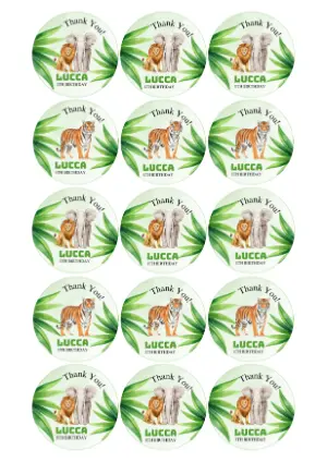 Jungle Safari Birthday Thank You Tags - Editable Template
