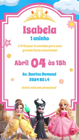 Invitación de cumpleaños Princesas – Estático – CollorGraph Convites