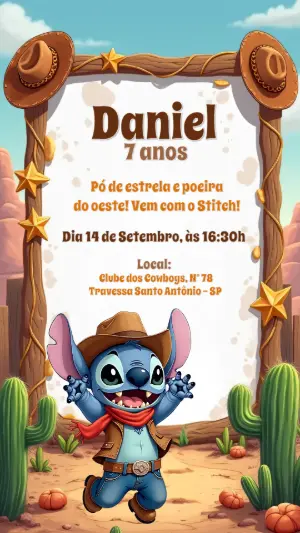 Invitación de cumpleaños Stitch – Estático – CollorGraph Convites