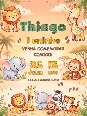 Safari Birthday Invitation – Static – Alegria no ar