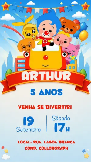 Convite de Aniversário Plim Plim Digital para Editar